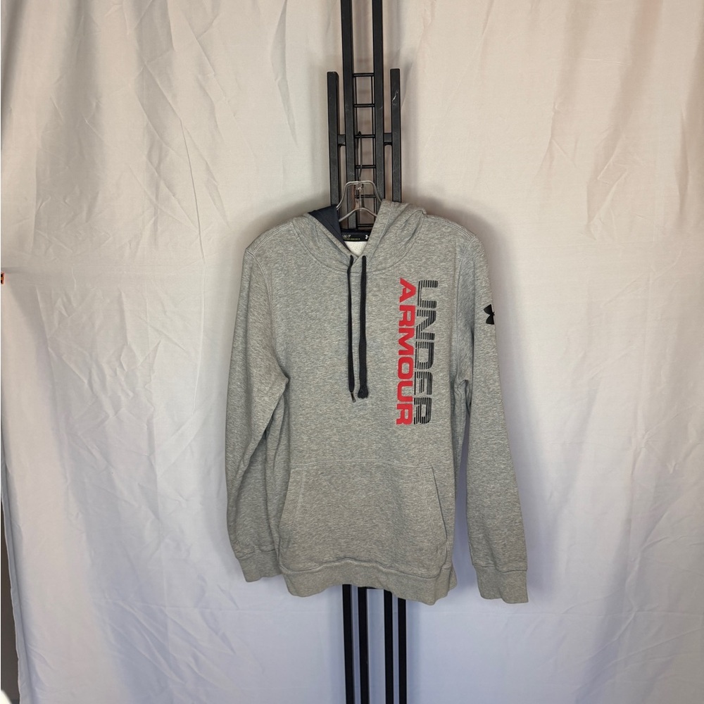 Under Armour Men's Gray Hoodie with Red Logo